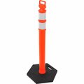 Global Industrial Portable Reflective Delineator Post with Hexagonal Base, 49inH, Orange 670682